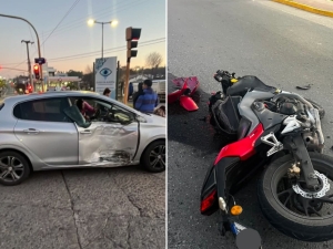 La Falda: choque entre un autom&oacute;vil y una motocicleta dej&oacute; dos personas lesionadas