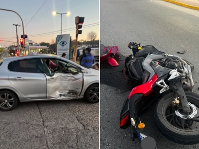 La Falda: choque entre un autom&oacute;vil y una motocicleta dej&oacute; dos personas lesionadas