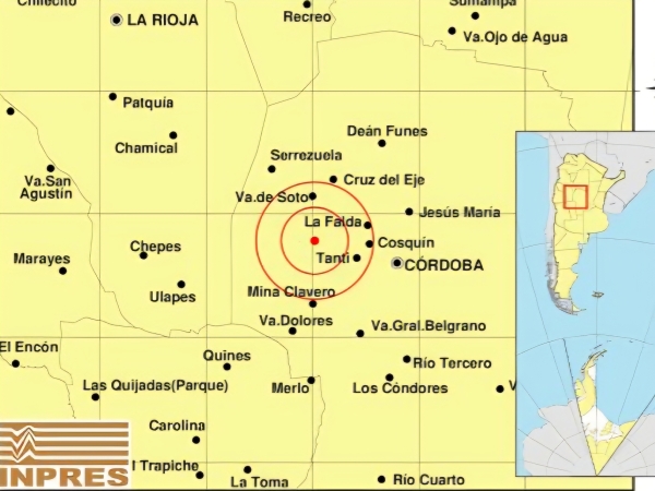 Leve temblor sacudi&oacute; la tarde del s&aacute;bado en Punilla