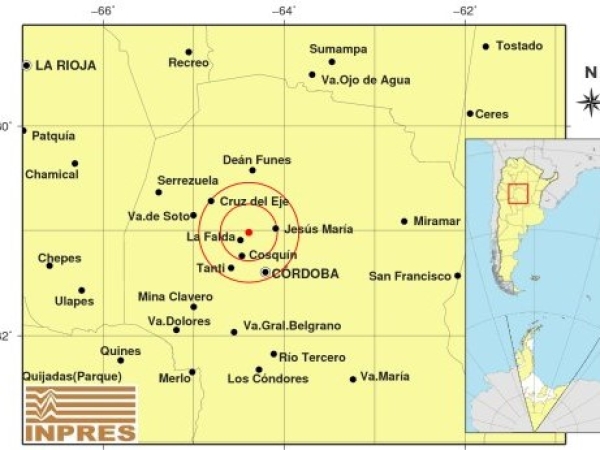 Reportaron un temblor con epicentro en cercan&iacute;as de La Falda