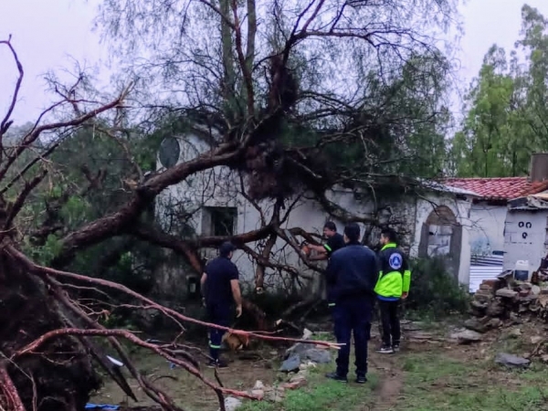 Postes ca&iacute;dos, calles anegadas y otros inconvenientes por la tormenta en el centro de Punilla