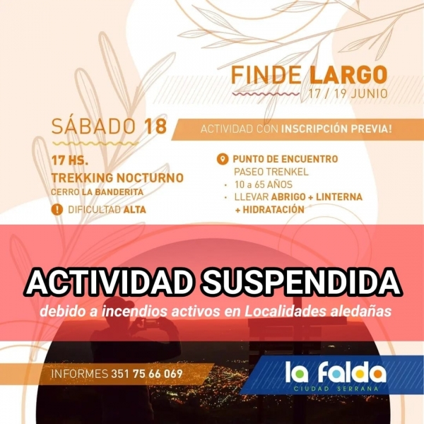La Falda suspende una actividad programada debido a los incendios en la regi&oacute;n