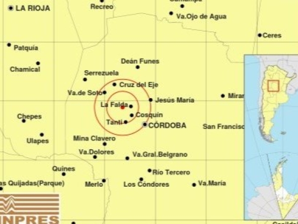 Otro temblor con epicentro en cercanías de La Falda, fue percibido en la región