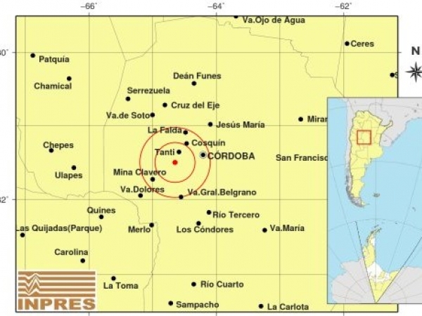 Un leve sismo pudo sentirse este s&aacute;bado en Punilla