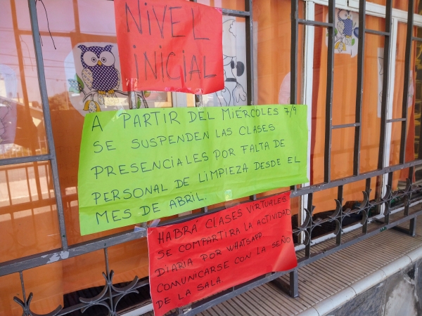 Otro establecimiento educativo de La Falda sin clases por falta de personal de limpieza
