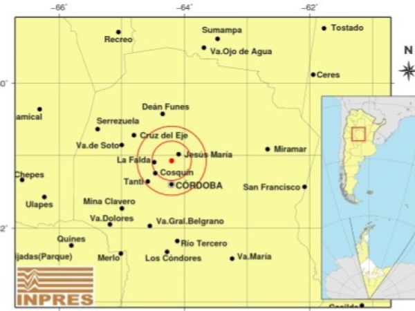 Un leve temblor fue percibido este domingo en Punilla