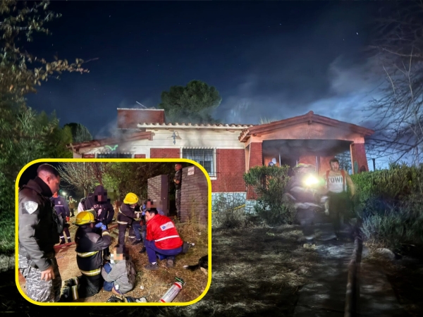 Rescataron a tres personas del incendio de una vivienda en Bialet Massé