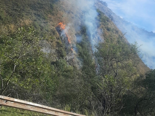 Se combate un incendio en la zona del pared&oacute;n del Dique San Roque