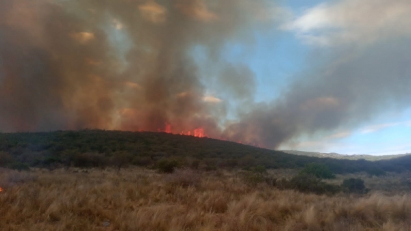 Varias dotaciones de bomberos combaten un incendio en La Cumbre