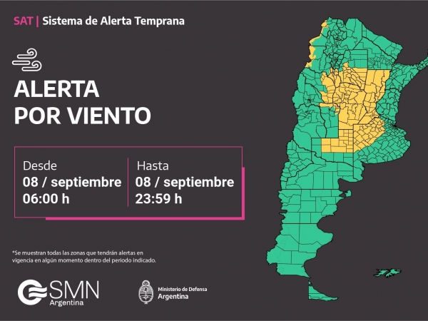 Alerta por fuertes vientos en toda la provincia de C&oacute;rdoba