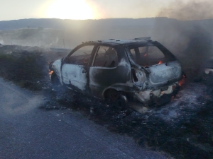 Un autom&oacute;vil se incendi&oacute; en el viejo Camino a Copina y el fuego se extendi&oacute; a pastizales