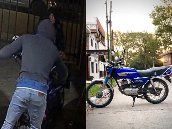 Robaron una moto de un garage en La Falda y todo quedó filmado