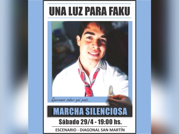 "Una luz para Faku": convocan a una marcha silenciosa en La Falda