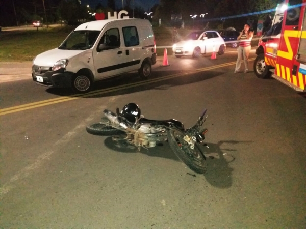 Un motociclista accidentado en Huerta Grande